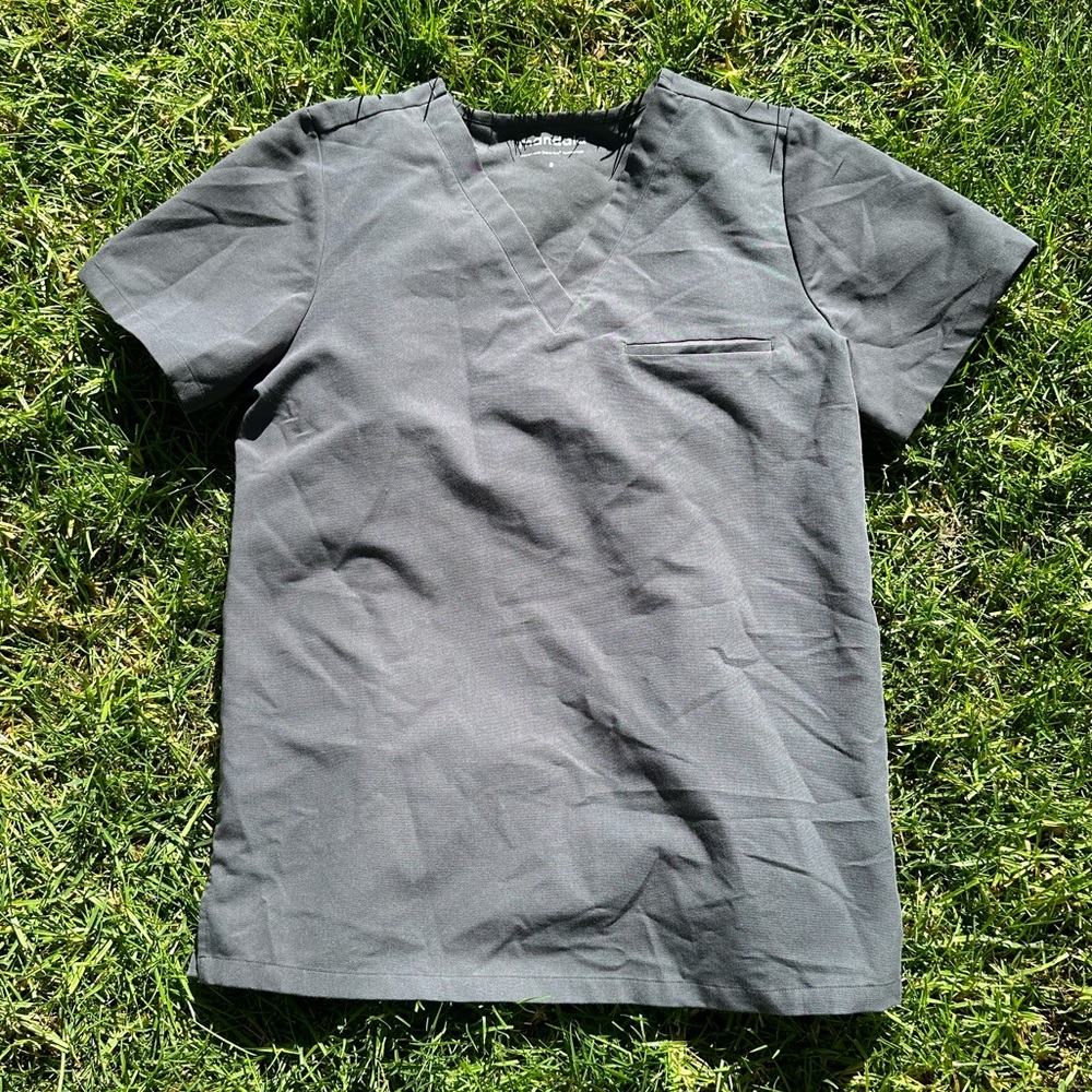 grey scrub top